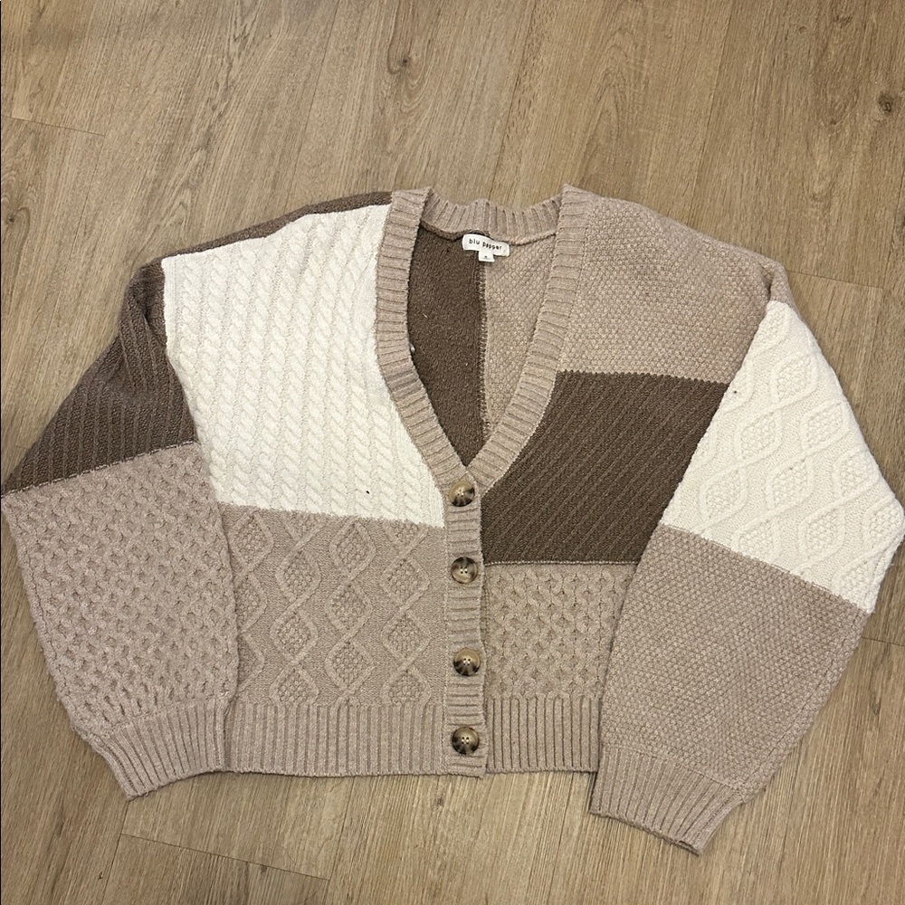 Blu Pepper Multi-Tone Knit Cardigan
